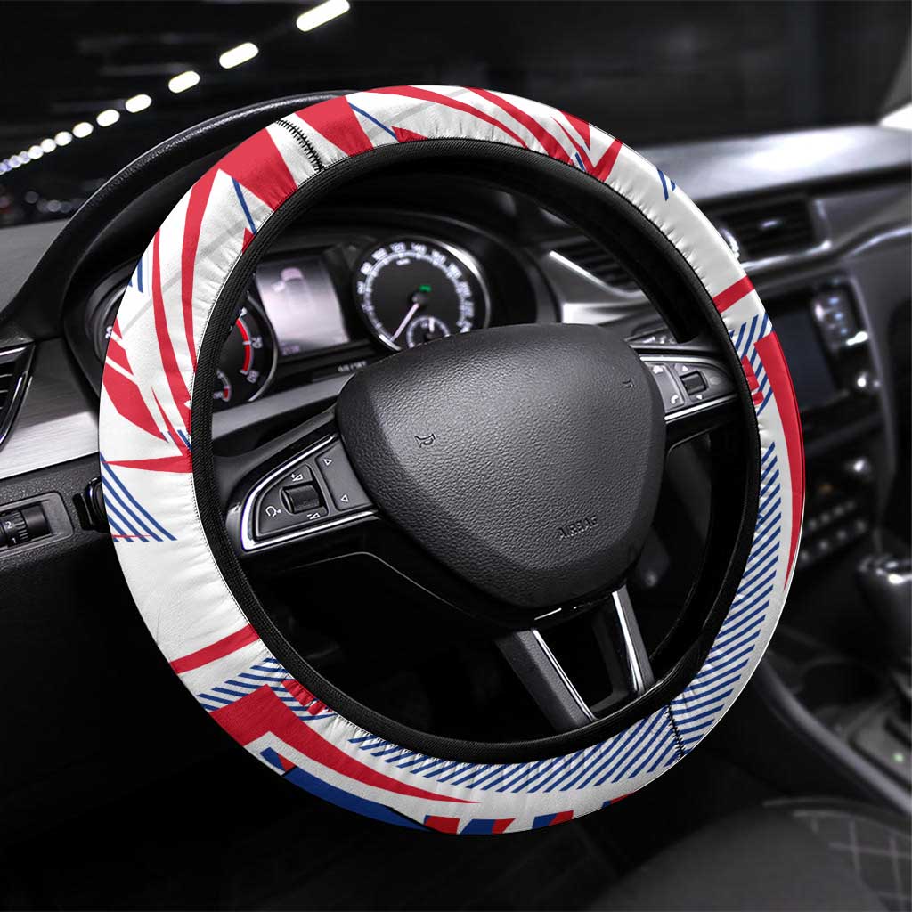 Coat Of Arms Czechia Steering Wheel Cover Czech Republic Sporty Geometric - Wonder Print Shop