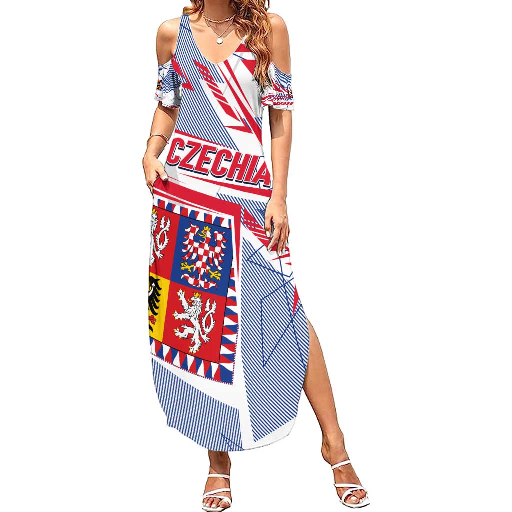 Coat Of Arms Czechia Summer Maxi Dress Czech Republic Sporty Geometric - Wonder Print Shop