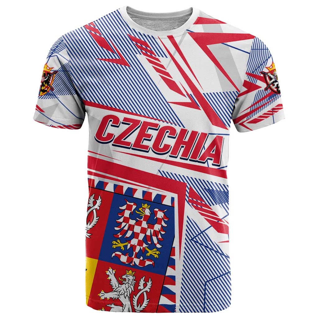 Coat Of Arms Czechia T Shirt Czech Republic Sporty Geometric - Wonder Print Shop