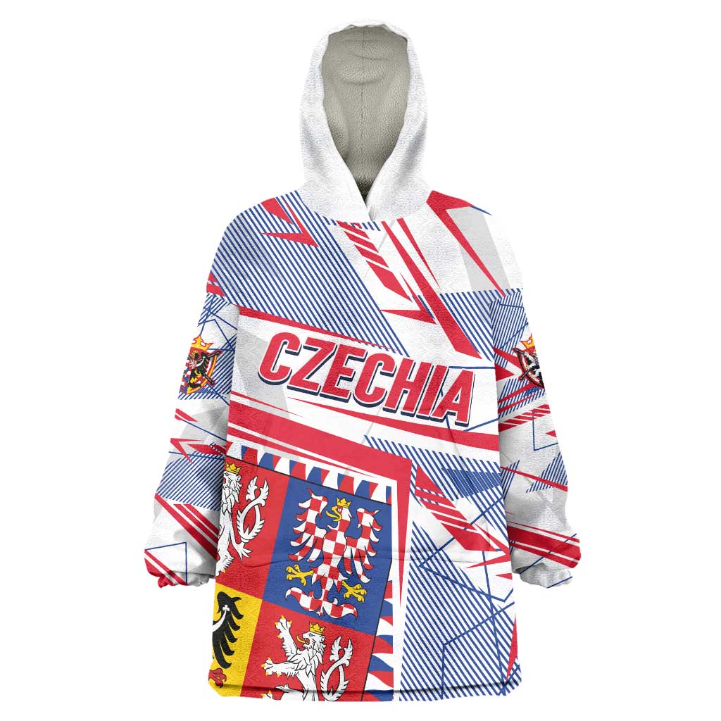 Coat Of Arms Czechia Wearable Blanket Hoodie Czech Republic Sporty Geometric - Wonder Print Shop