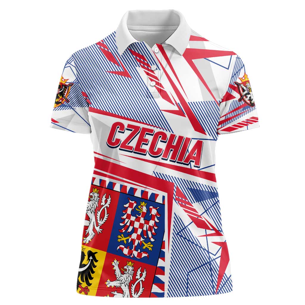 Coat Of Arms Czechia Women Polo Shirt Czech Republic Sporty Geometric - Wonder Print Shop