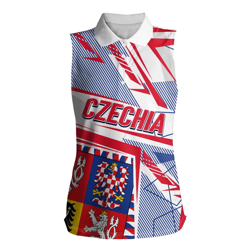 Coat Of Arms Czechia Women Sleeveless Polo Shirt Czech Republic Sporty Geometric - Wonder Print Shop