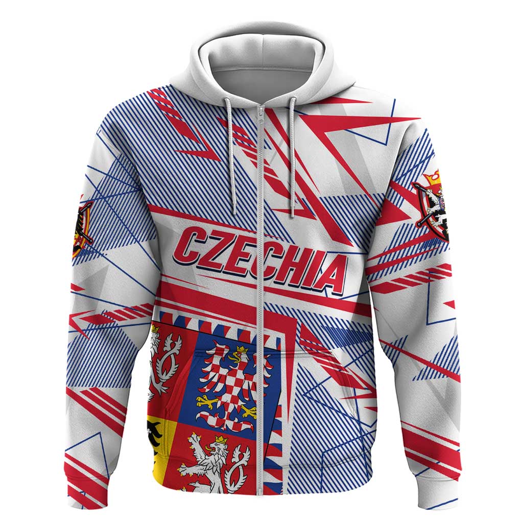 Coat Of Arms Czechia Zip Hoodie Czech Republic Sporty Geometric - Wonder Print Shop