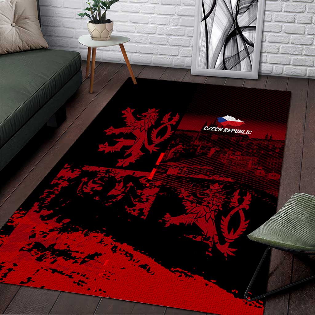 Czech Republic Lion Area Rug Czechia Black Red - Wonder Print Shop