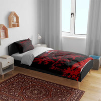 Black and red duvet cover bedding set with Czech Republic lion crest design and pillowcases