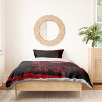 Black and red bedding set with Czech Republic lion crest on duvet cover and pillowcase