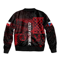 Unisex black bomber jacket with red back graphic and Czech Republic text