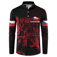 Black long-sleeve button sweatshirt with red crest and Czech Republic text front