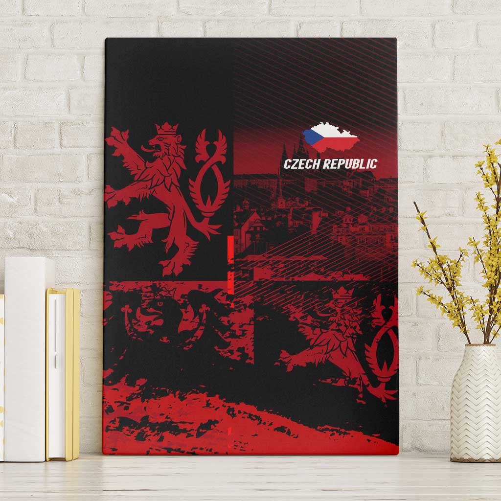 Czech Republic Lion Canvas Wall Art Czechia Black Red - Wonder Print Shop