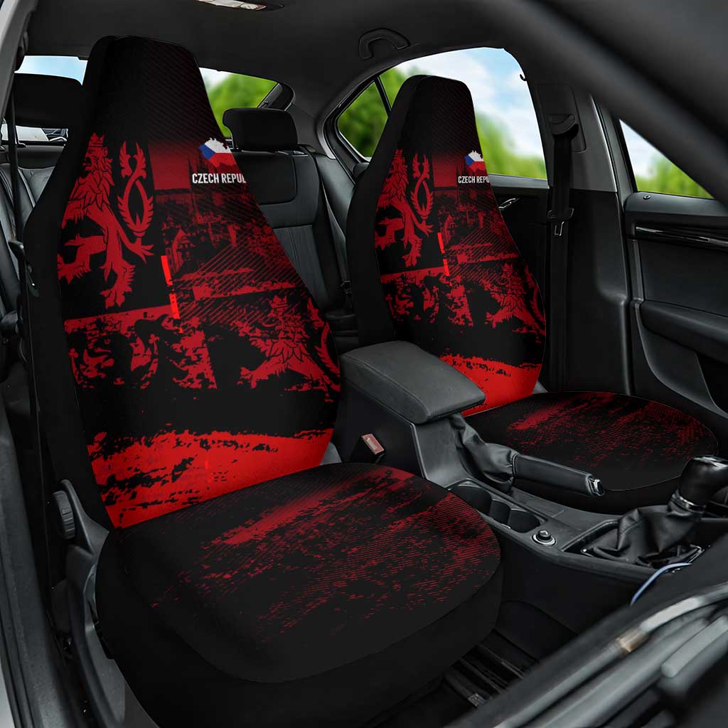 Czech Republic Lion Car Seat Cover Czechia Black Red - Wonder Print Shop