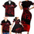 Czech Republic Lion Family Matching Short Sleeve Bodycon Dress and Hawaiian Shirt Czechia Black Red - Wonder Print Shop