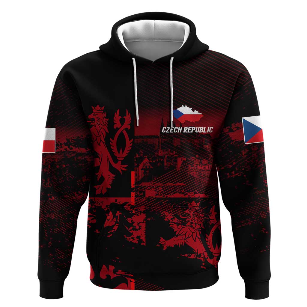 Czech Republic Lion Hoodie Czechia Black Red - Wonder Print Shop