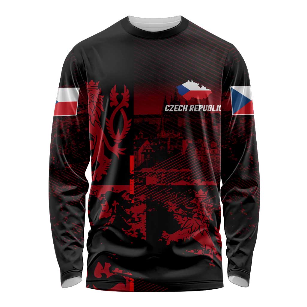 Czech Republic Lion Long Sleeve Shirt Czechia Black Red - Wonder Print Shop