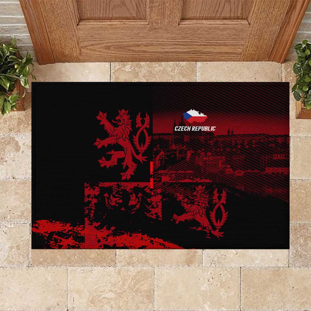 Czech Republic Lion Rubber Doormat Czechia Black Red - Wonder Print Shop