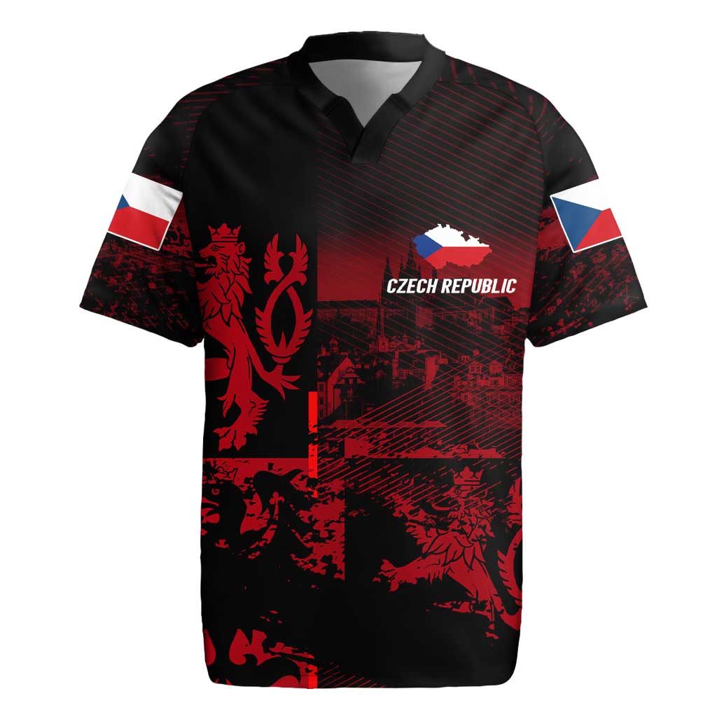 Czech Republic Lion Rugby Jersey Czechia Black Red - Wonder Print Shop