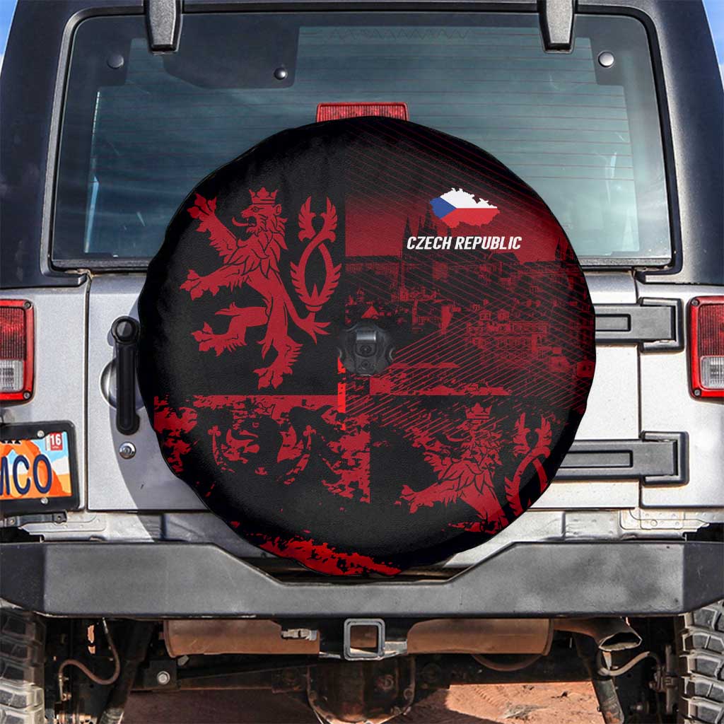 Czech Republic Lion Spare Tire Cover Czechia Black Red - Wonder Print Shop