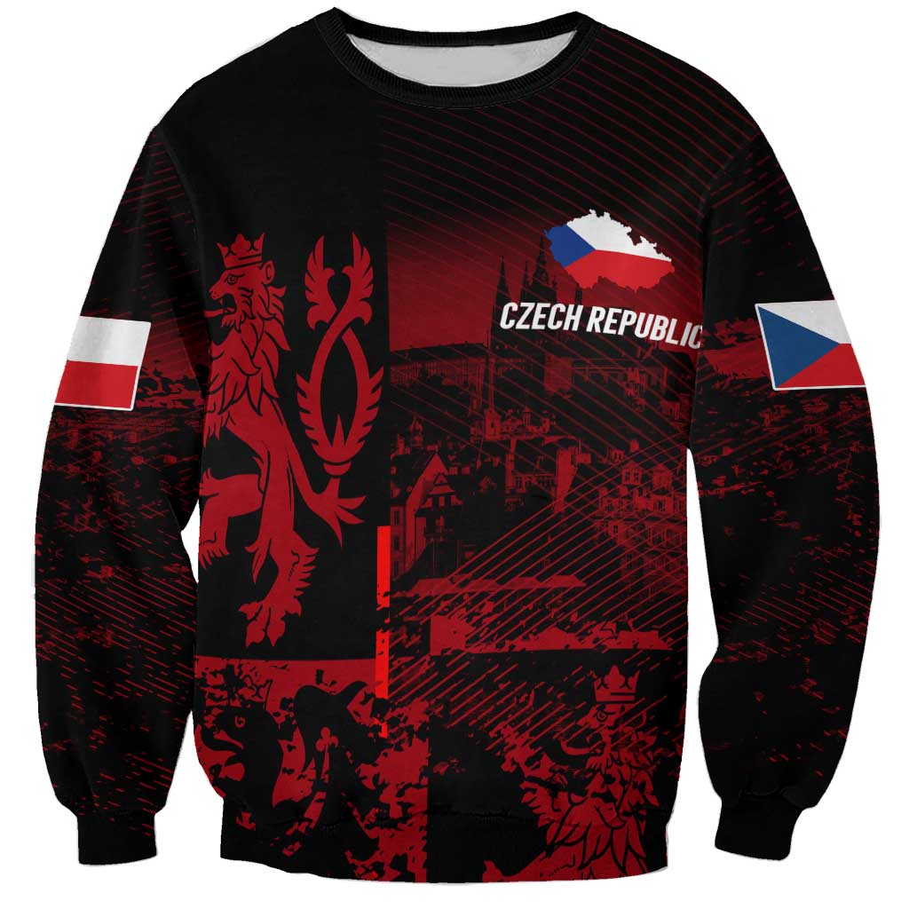 Czech Republic Lion Sweatshirt Czechia Black Red - Wonder Print Shop