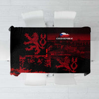 Czech Republic lion tablecloth, black and red graphic crest and lion design