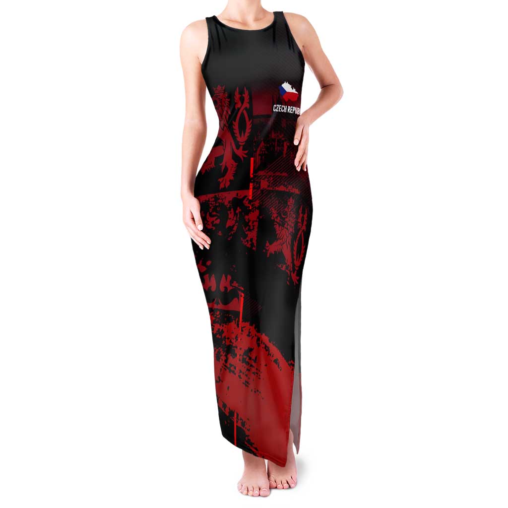 Czech Republic Lion Tank Maxi Dress Czechia Black Red - Wonder Print Shop