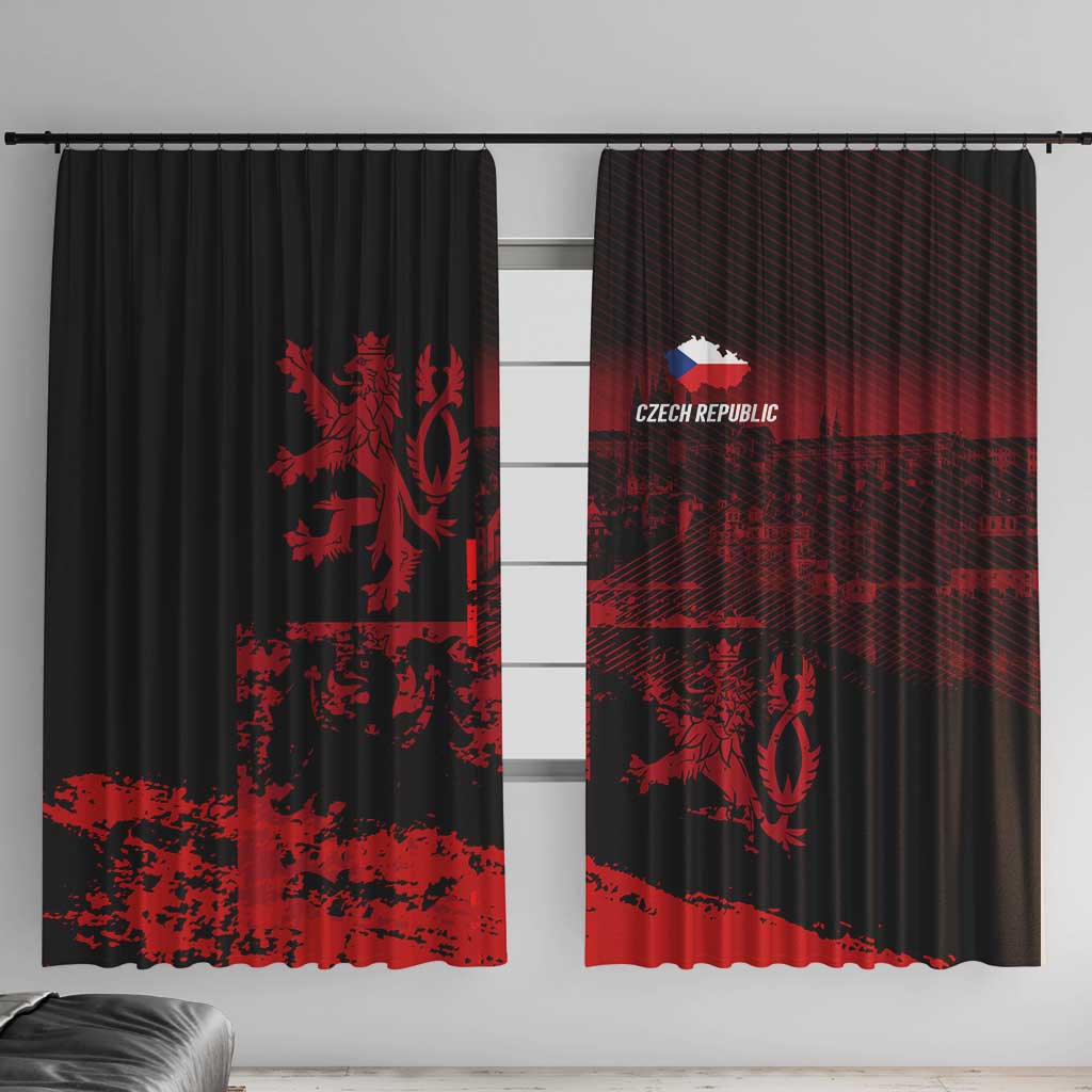 Czech Republic Lion Window Curtain Czechia Black Red - Wonder Print Shop