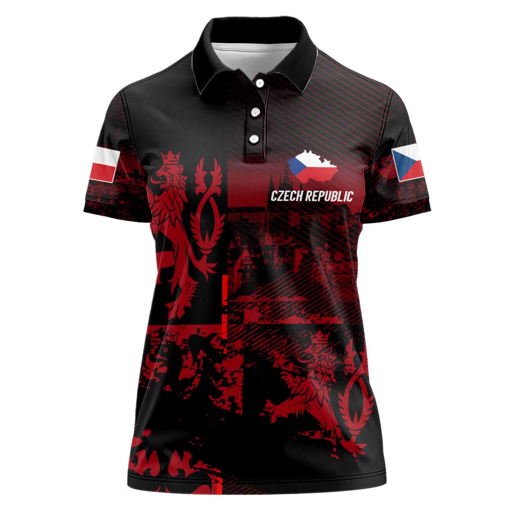 Czech Republic Lion Women Polo Shirt Czechia Black Red - Wonder Print Shop