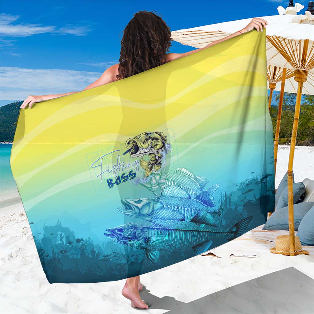 Fishing Bone Summer Bass Sarong Fishbone Ocean - Wonder Print Shop