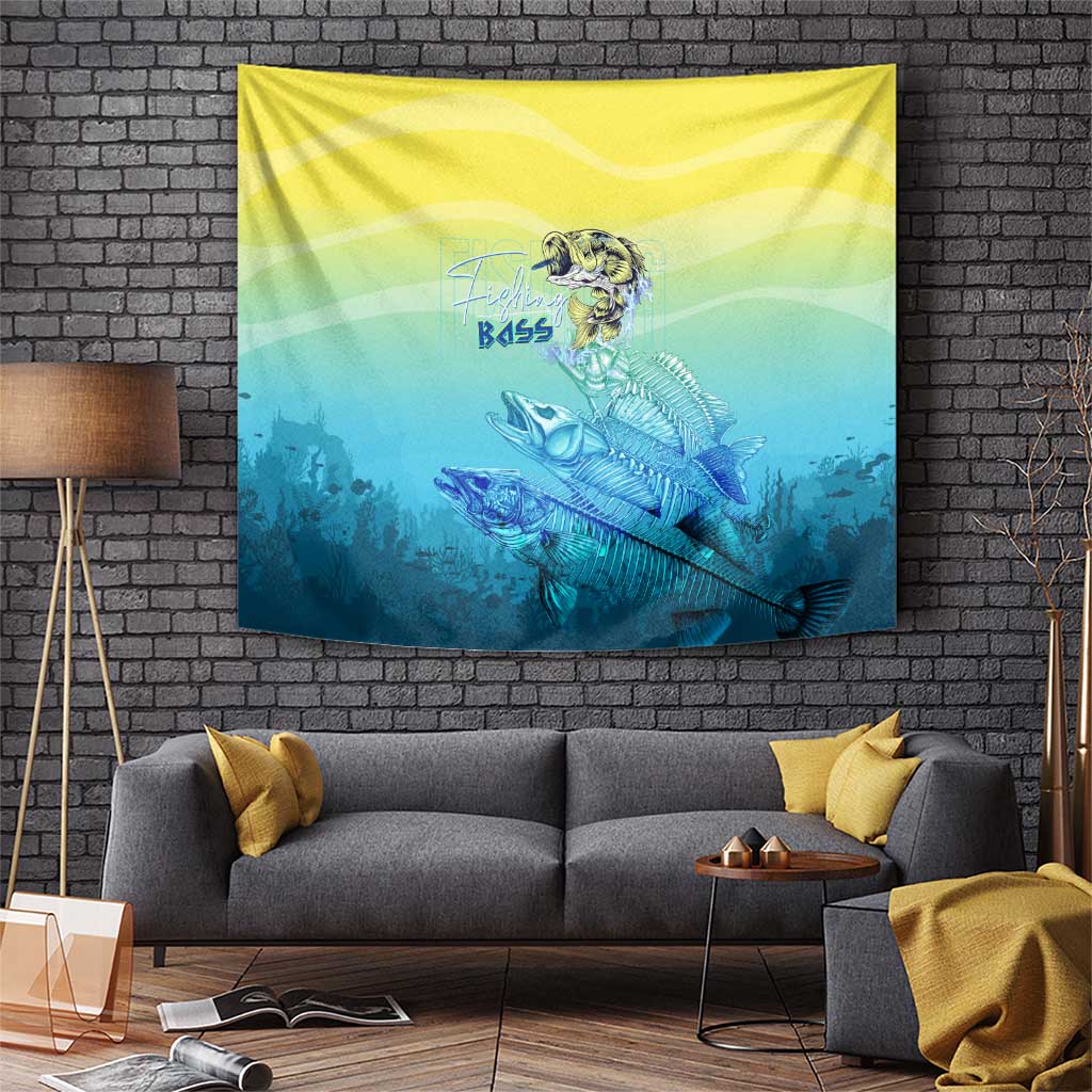 Fishing Bone Summer Bass Tapestry Fishbone Ocean