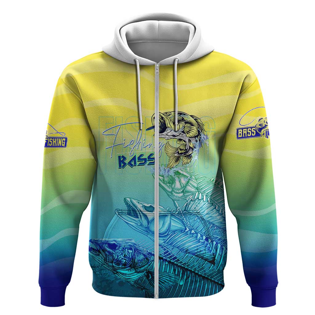 Personalized Fishing Bone Summer Bass Zip Hoodie Fishbone Ocean - Wonder Print Shop