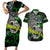 Personalized Franken Fish Couples Matching Short Sleeve Bodycon Dress and Hawaiian Shirt Skull Fishing Green - Wonder Print Shop