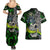 Personalized Franken Fish Couples Matching Summer Maxi Dress and Hawaiian Shirt Skull Fishing Green - Wonder Print Shop