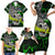 Personalized Franken Fish Family Matching Short Sleeve Bodycon Dress and Hawaiian Shirt Skull Fishing Green - Wonder Print Shop