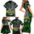 Personalized Franken Fish Family Matching Short Sleeve Bodycon Dress and Hawaiian Shirt Skull Fishing Green - Wonder Print Shop