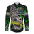 Personalized Franken Fish Long Sleeve Button Shirt Skull Fishing Green - Wonder Print Shop