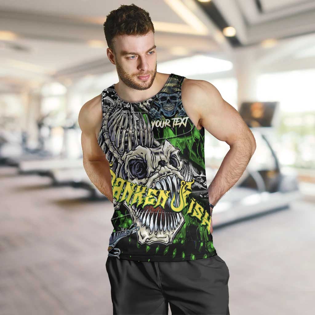 Personalized Franken Fish Men Tank Top Skull Fishing Green - Wonder Print Shop