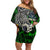 Personalized Franken Fish Off Shoulder Short Dress Skull Fishing Green - Wonder Print Shop