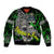 Personalized Franken Fish Sleeve Zip Bomber Jacket Skull Fishing Green