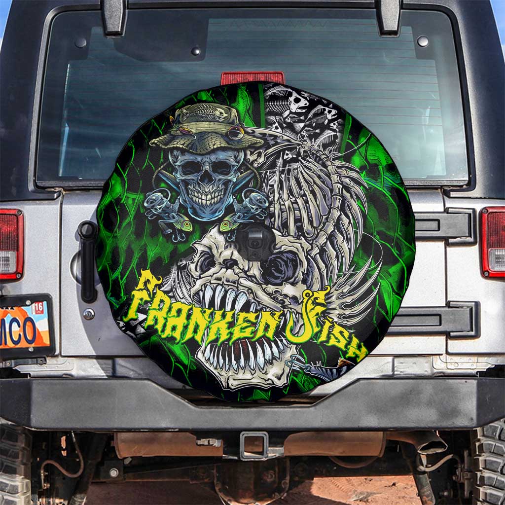 Franken Fish Spare Tire Cover Skull Fishing Green - Wonder Print Shop