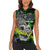 Personalized Franken Fish Women Sleeveless Polo Shirt Skull Fishing Green