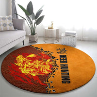 Skull Deer Hunting Round Carpet Vintage Leather Bow Hunter - Wonder Print Shop