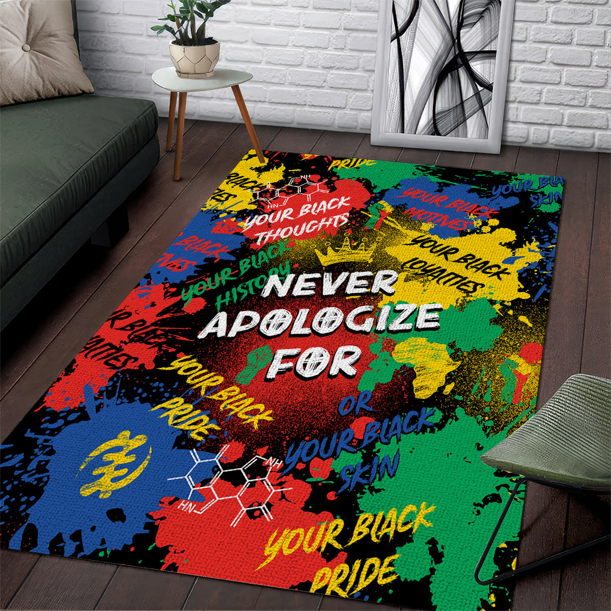 Never Apologize For Being Black Area Rug - Wonder Print Shop