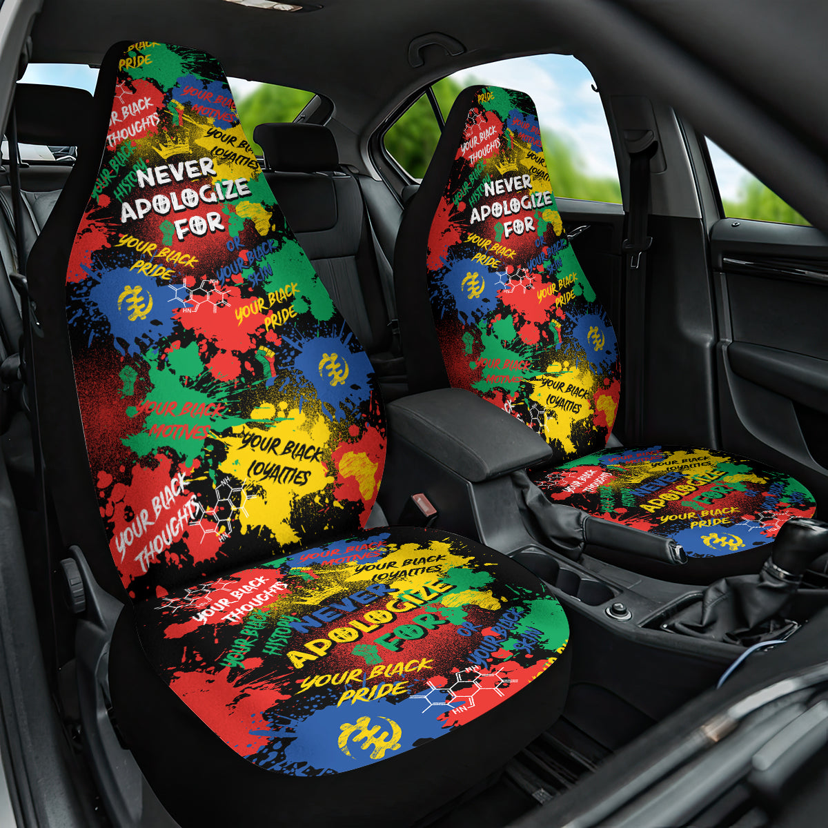 Never Apologize For Being Black Car Seat Cover - Wonder Print Shop