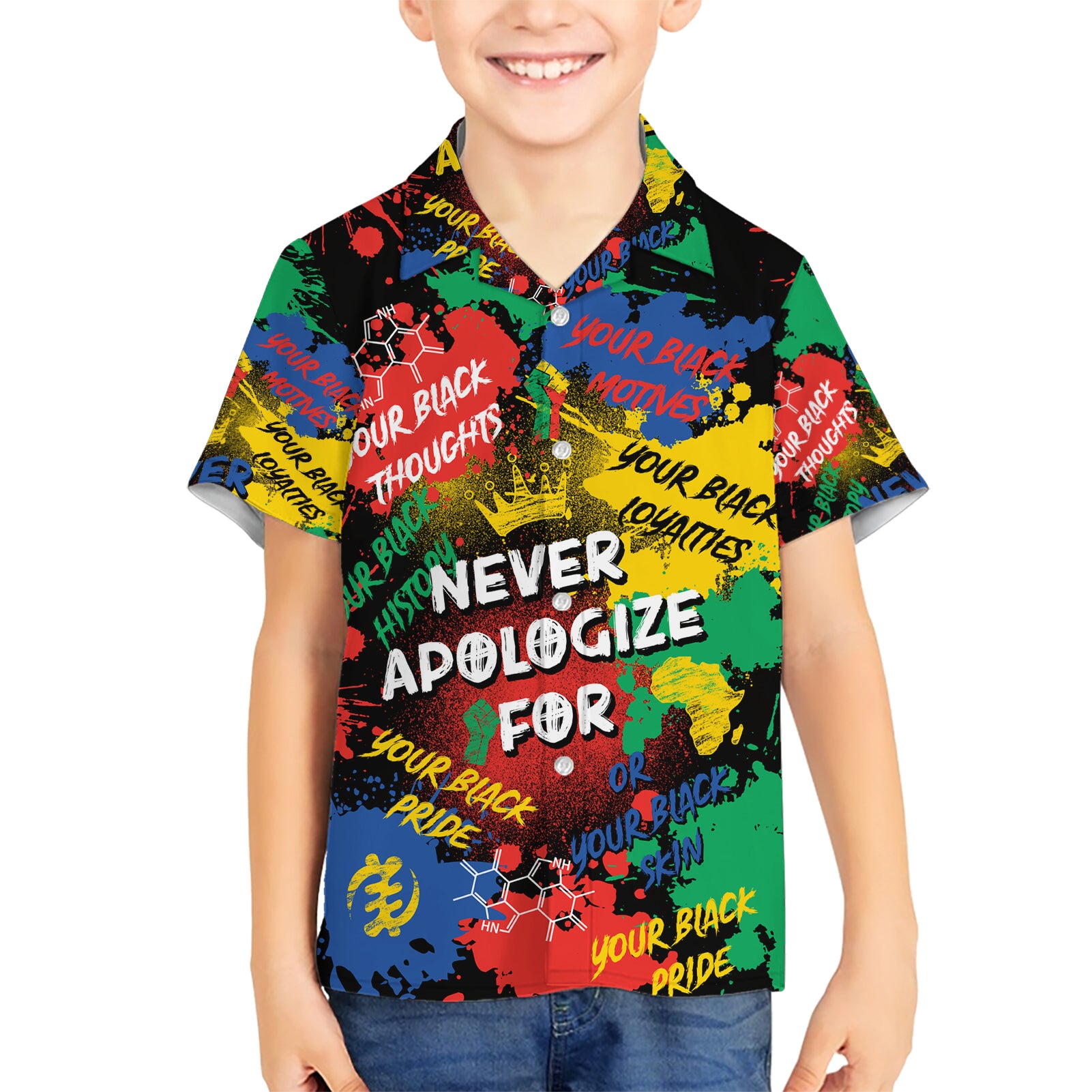 Never Apologize For Being Black Kid Hawaiian Shirt - Wonder Print Shop