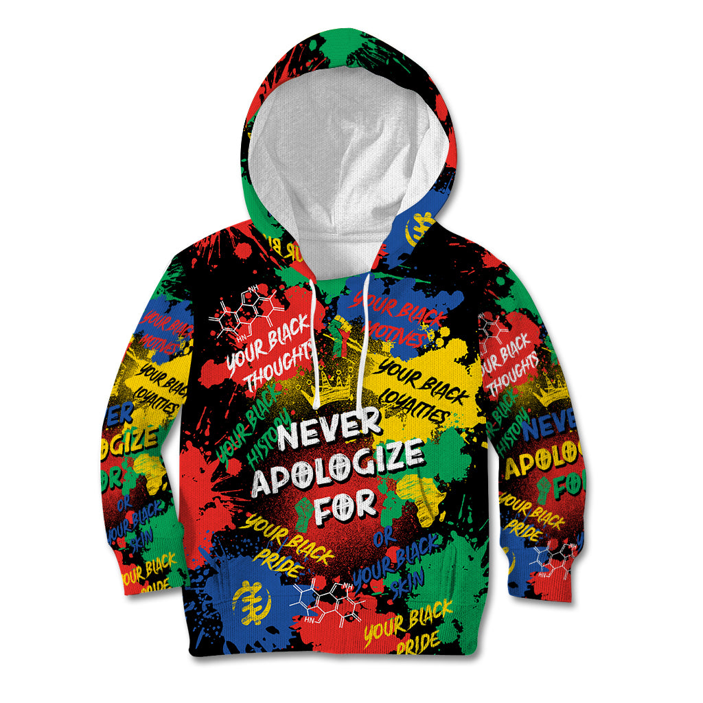 Never Apologize For Being Black Kid Hoodie - Wonder Print Shop