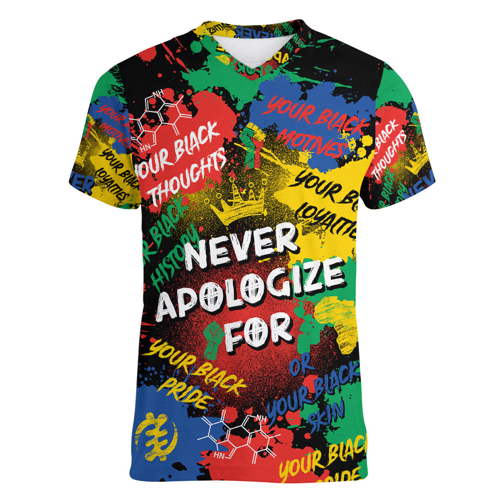 never-apologize-for-being-black-women-v-neck-t-shirt