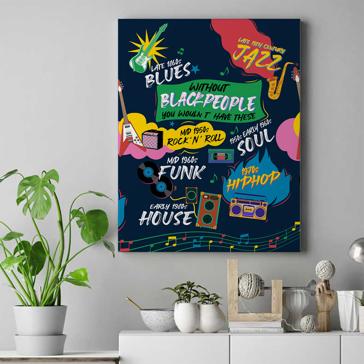 Music That Makes Us Proud African Canvas Wall Art Black People DT02