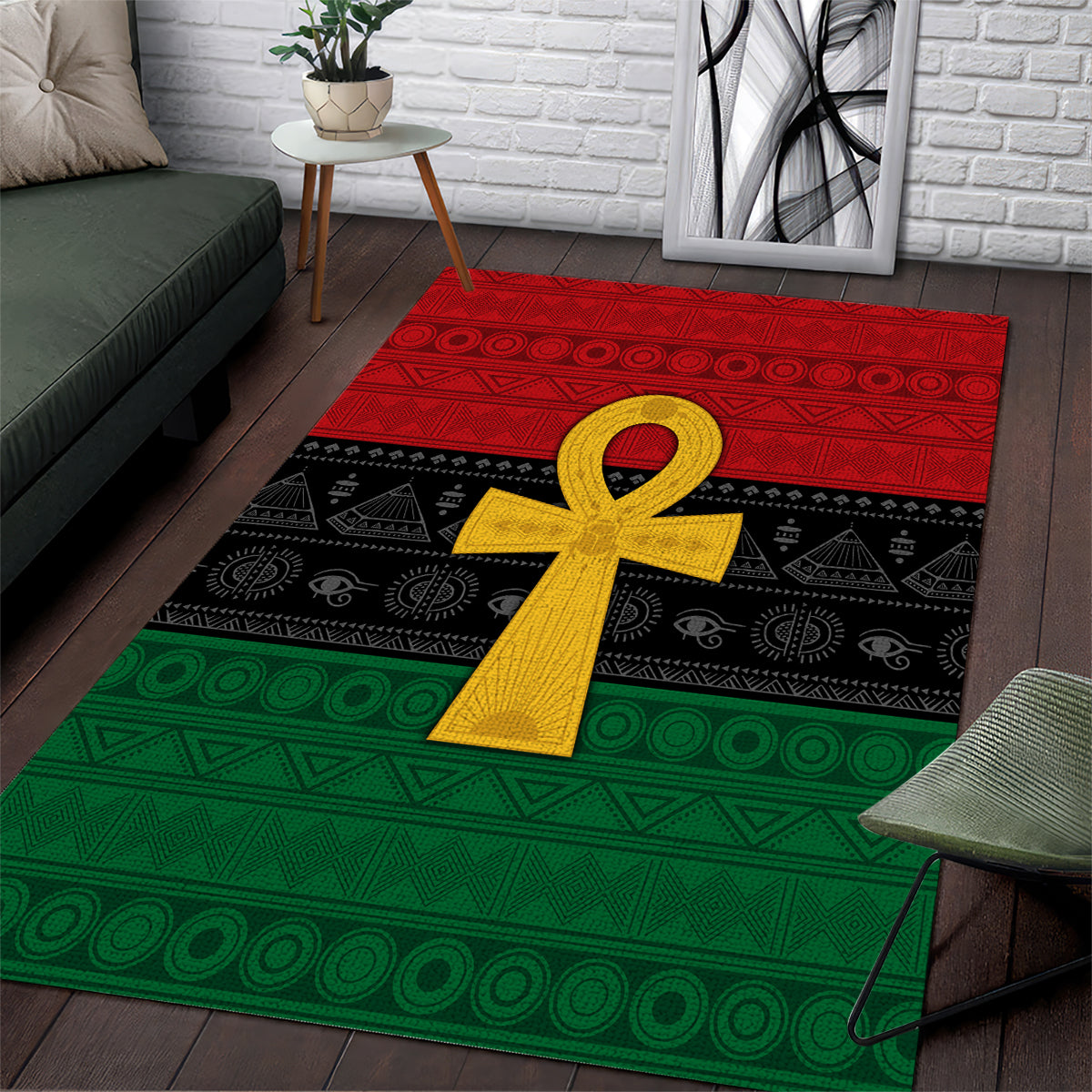 Pan African Ankh Area Rug Egyptian Cross