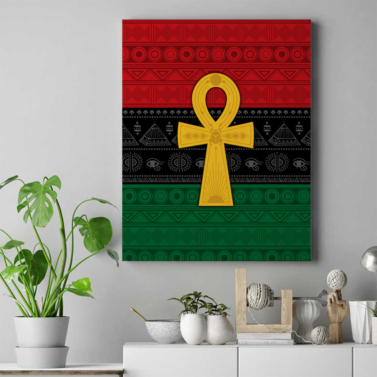 Pan African Ankh Canvas Wall Art Egyptian Cross