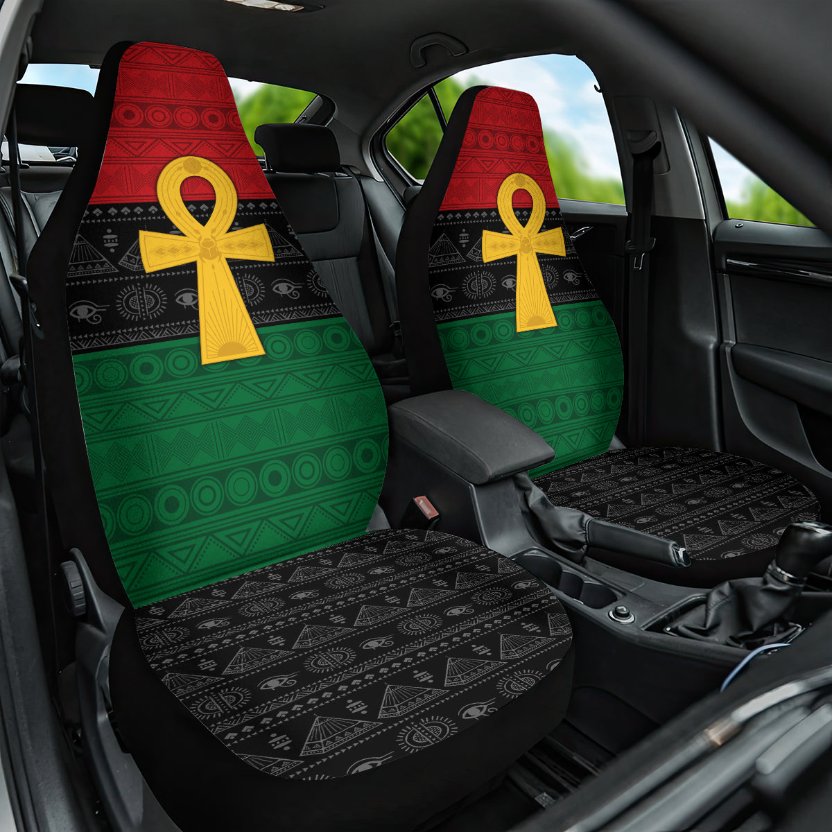 Pan African Ankh Car Seat Cover Egyptian Cross