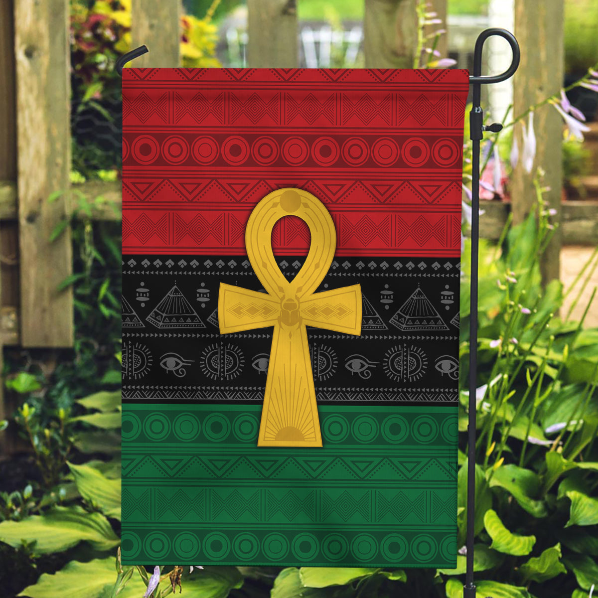 Pan African Ankh Garden Flag Egyptian Cross