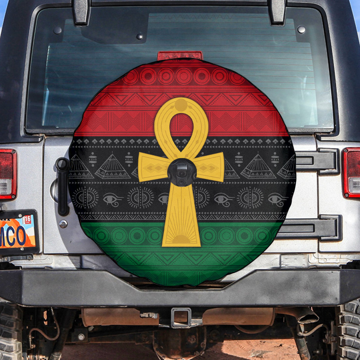 Pan African Ankh Spare Tire Cover Egyptian Cross